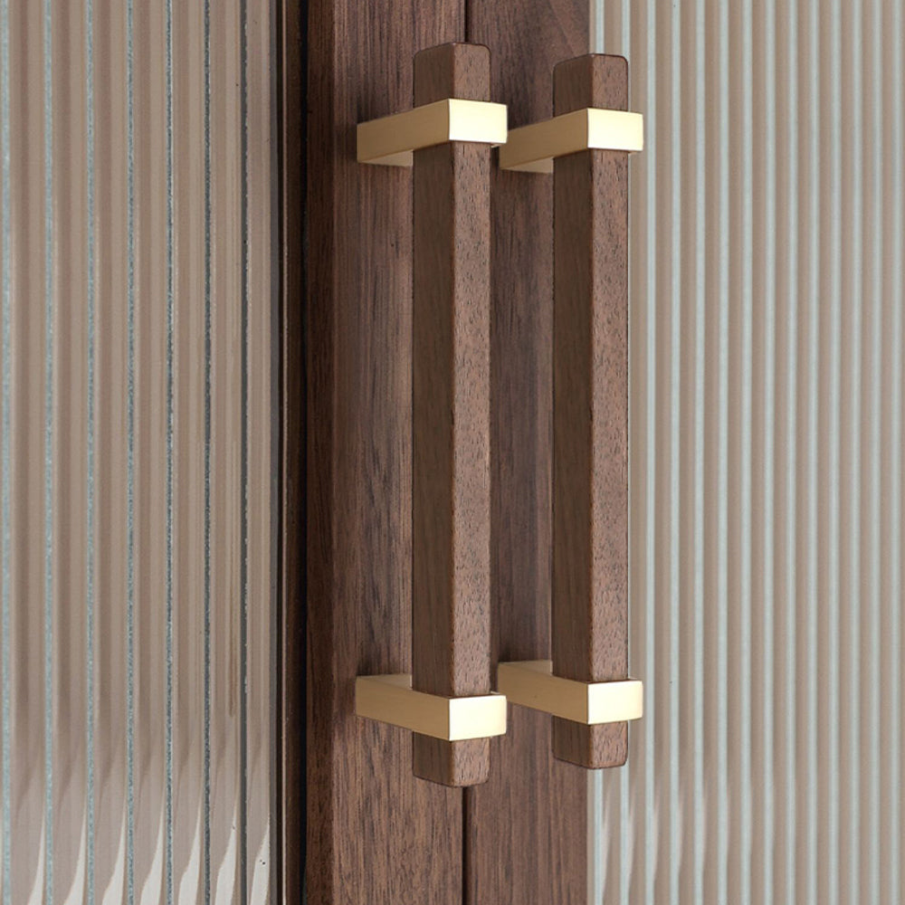 Square Wooden Brass Walnut Cabinet Handle Kitchen Drawer Pulls -Homdiy
