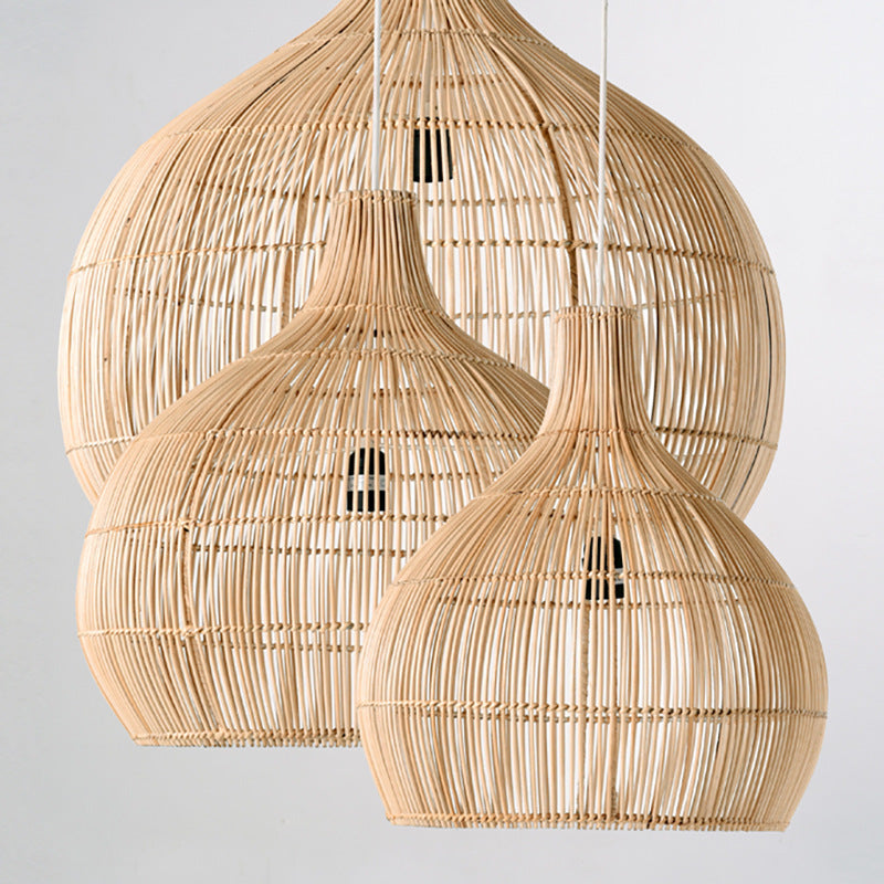 Handmade Wicker Woven Pendant Lampshade Rattan Hanging Light -Homdiy