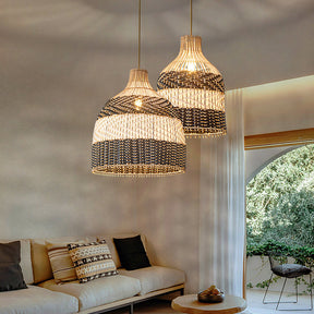 Rattan Pendant Light Handwoven Hanging Light Fixture -Homdiy
