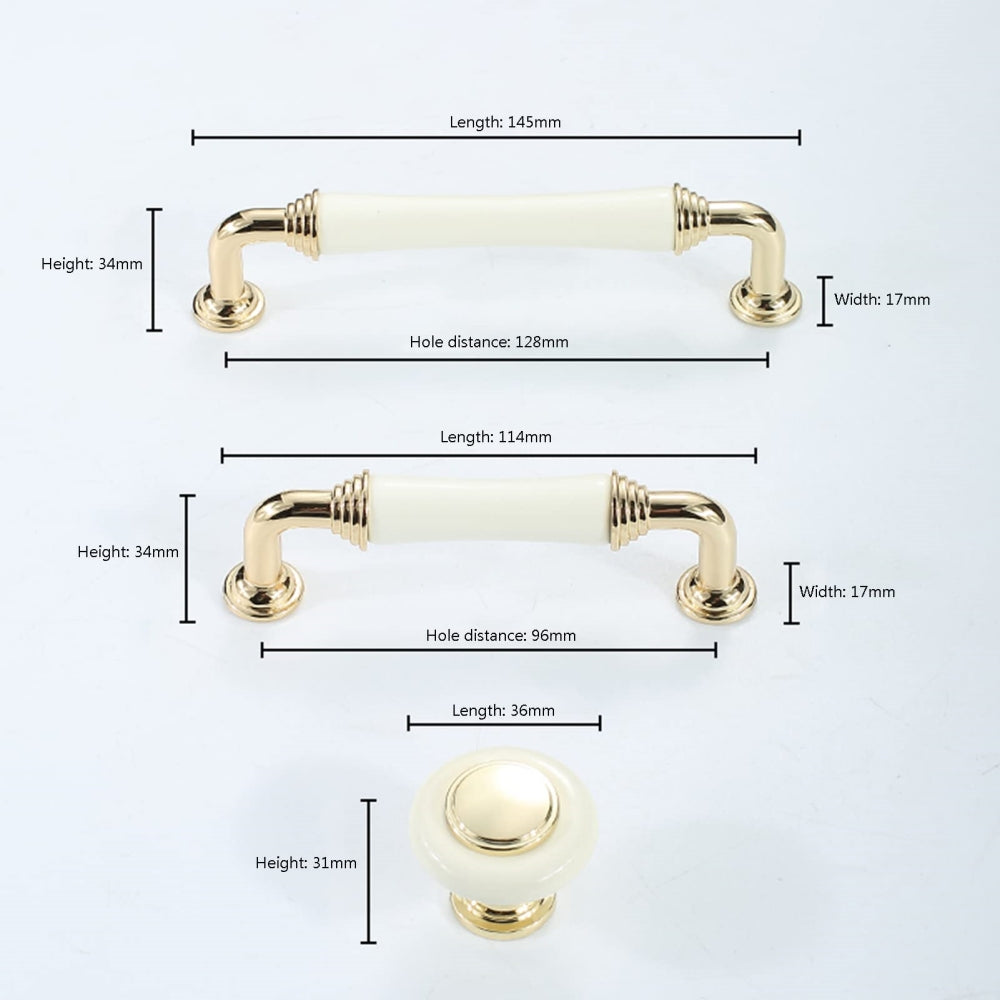 Light Luxury Gold White Creamic Kitchen Door Handles -Homdiy