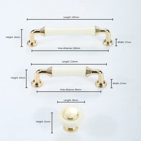 Light Luxury Gold White Creamic Kitchen Door Handles -Homdiy