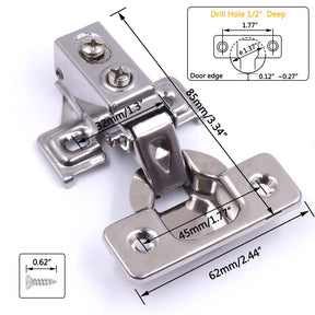 Soft Close Cabinet Door Hinges Stainless Steel Concealed Kitchen Cabinet Hinges with Mounting Screws and Manual -Homdiy