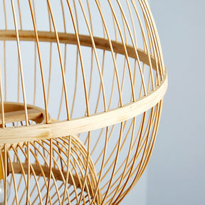 Japanese Bamboo Chandeliers Round Wicker Pendant Lamp -Homdiy