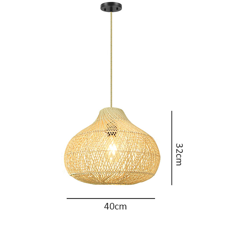 Natural Rattan Pendant Lamp Shade for Living Room -Homdiy