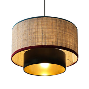 Contemporary Black Pendant Lamp Shade Linen Fabric Ceiling Light -Homdiy