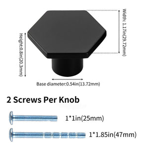 10 Pack Black Kitchen Cabinet Door Knobs Hexagonal Matte Black Drawer Knobs(LS6275BK) -Homdiy