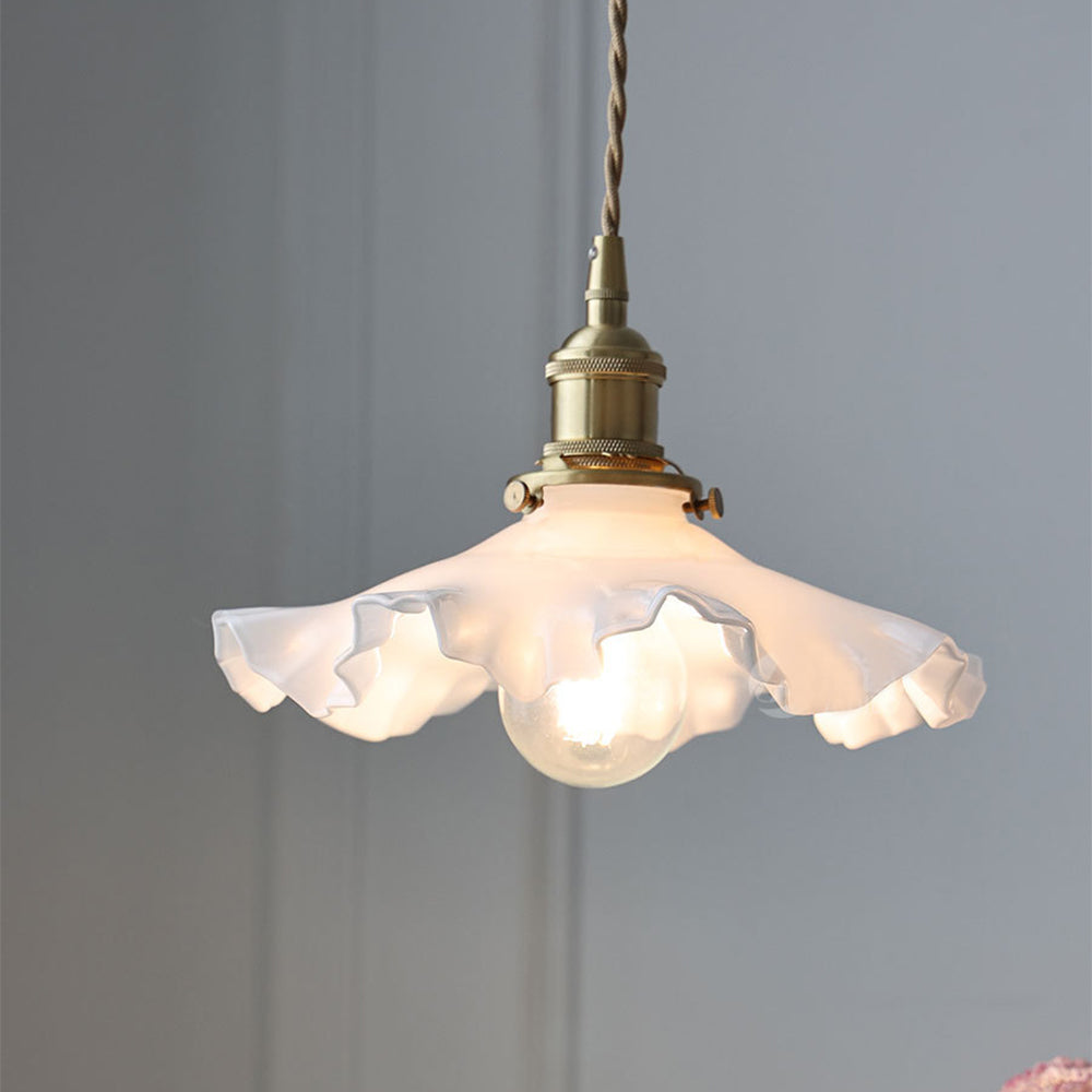 Nordic Kitchen Island Vintage Glass Pleated Pendant Lamp -Homdiy