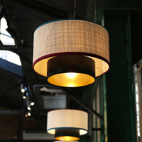 Contemporary Black Pendant Lamp Shade Linen Fabric Ceiling Light -Homdiy