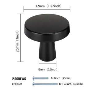 10 Pack Black Round Kitchen Drawer Knobs Zinc Alloy Cabinet Door Handles(LS5310BK) -Homdiy