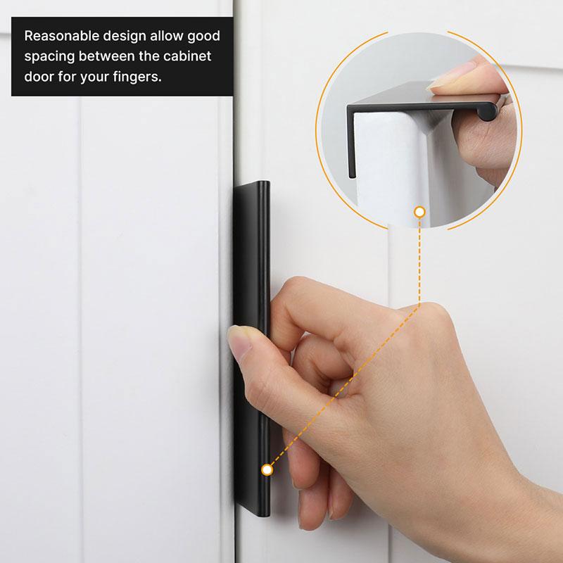 Black Kitchen Cabinet Handles Finger Edge Drawer Pulls Tab Dresser Pulls(LS7030BK) -Homdiy