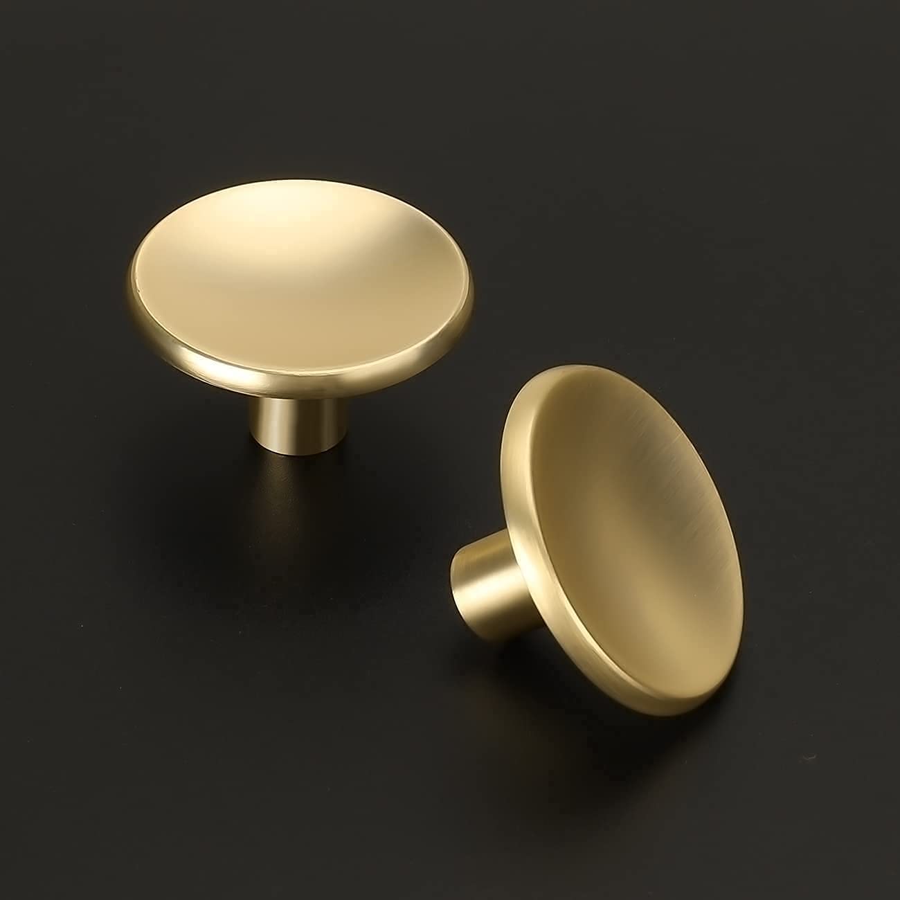 20 Pack Brass Cabinet Handles Solid Round Drawer Knobs For Kitchen Cabinets(LS4008GD) -Homdiy
