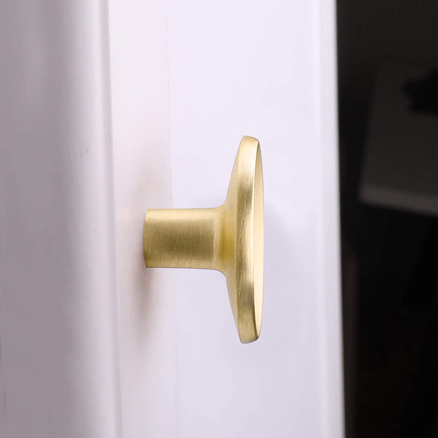 10 Pack Brushed Brass Cabinet Knobs Round Drawer Knobs For Kitchen Cabinets (LS4008GD) -Homdiy