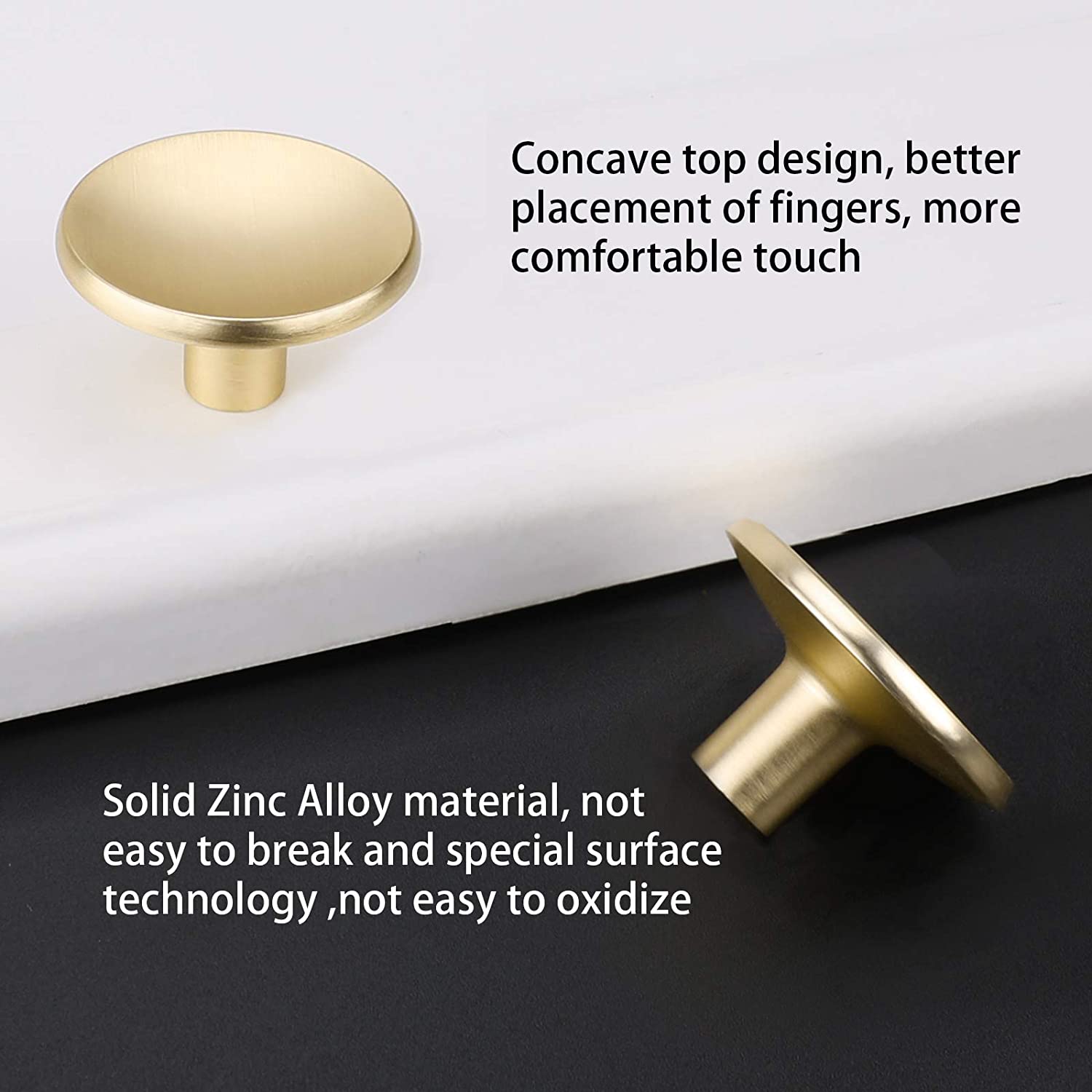 10 Pack Brushed Brass Cabinet Knobs Round Drawer Knobs For Kitchen Cabinets (LS4008GD) -Homdiy
