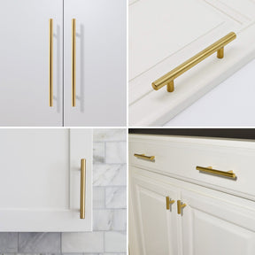 Brushed Brass Gold Euro Bar Kitchen Cabinet Pulls -Homdiy