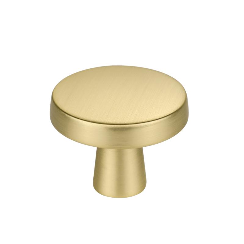 20 Pack Brushed Brass Round Solid Gold Knobs Zinc Alloy Knobs For Dresser Drawers(LS5310GD) -Homdiy