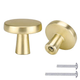 30 Pack Round Gold Dresser Drawer Knobs Brushed Brass Cabinet Handles(LS5310GD) -Homdiy