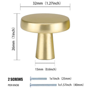 30 Pack Brushed Gold Kitchen Cabinet Mushroom Knobs 1.27 Inch(LS5310GD) -Homdiy