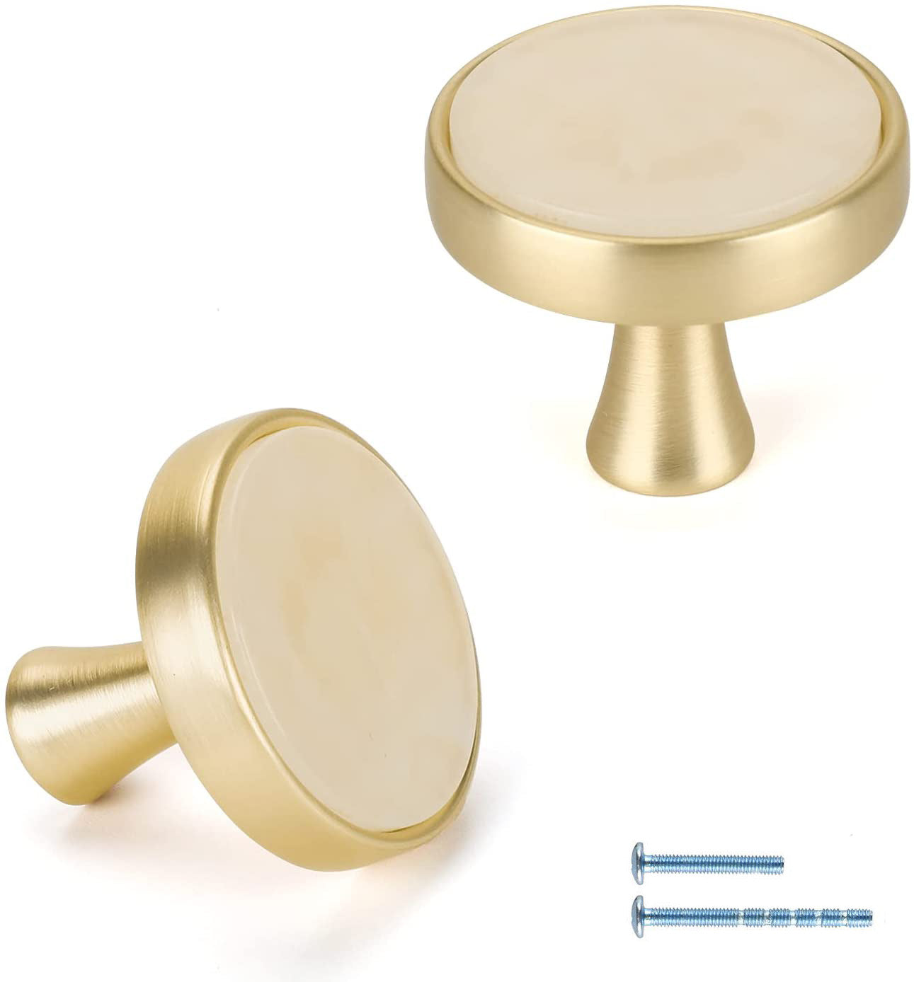 15 Pack Modern Brass Drawer Knobs Round Cabinet Door Knobs Solid Cupboard Knobs(LS6214PS) -Homdiy