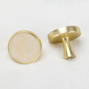 5 Pack Gold Kitchen Knobs Brass Drawer Knobs Round Furniture Hardware(LS6214PS) -Homdiy