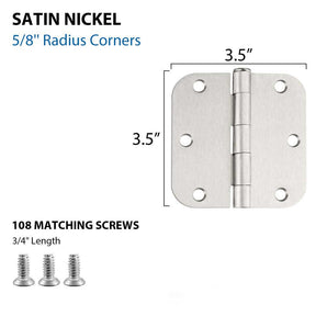 18 Pack Brushed Nickel Door Hinges 3.5inch Interior Door Hardware -Homdiy