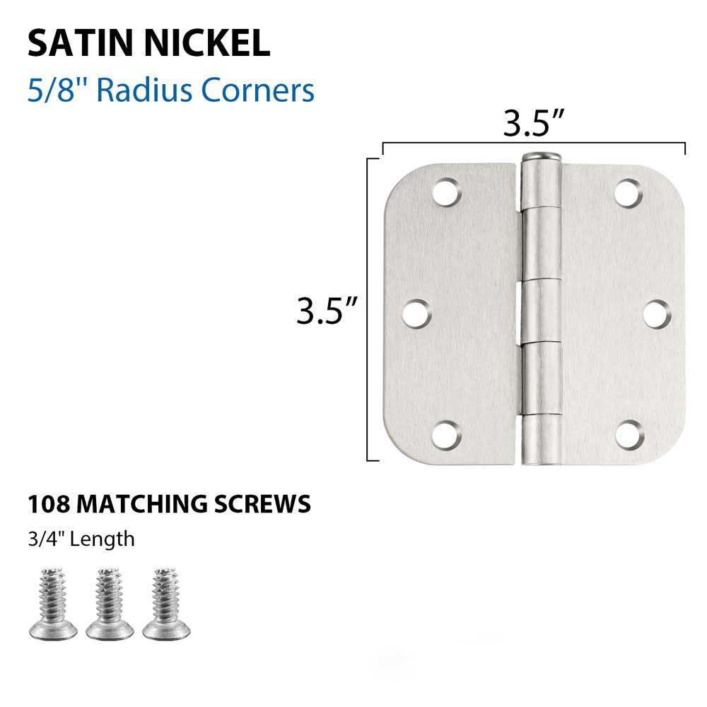 24 Pack Brushed Nickel Interior Door Hinges 3.5inch Sliver Door Hardware -Homdiy
