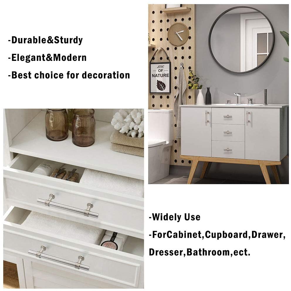 50 Pack Modern Cabinet Pulls Brushed Nickel Cabinet Handles For Bathroom(LST18BSS) -Homdiy