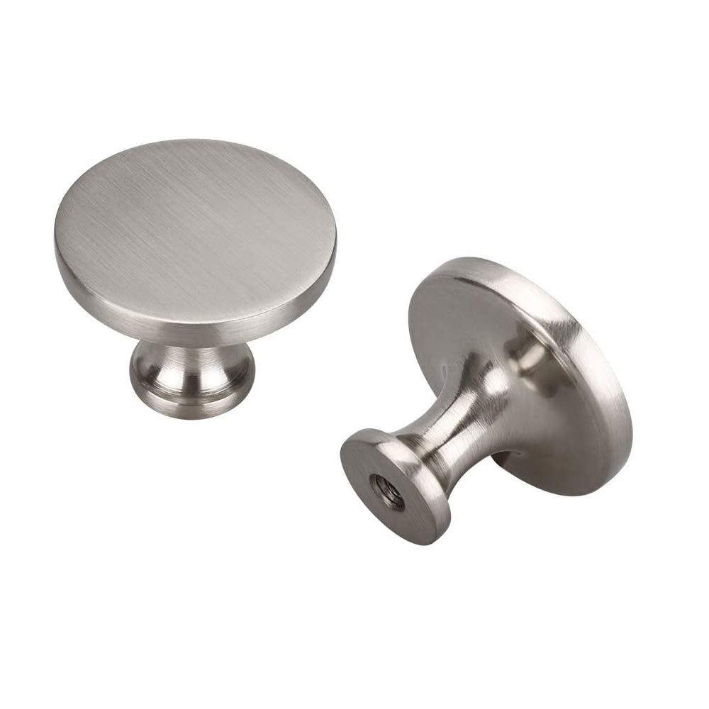 30 Pack Cabinet Knobs Round Silver Modern Solid Zinc Drawer Door Handles(LS9189SNB) -Homdiy