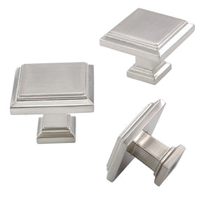 20 Pack Square Cabinet Knobs Brushed Nickel Zinc Alloy Kitchen Cabinet Hardware (LS9111SNB) -Homdiy