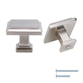 6 Pack Brushed Nickel Solid Square Cabinet Door Knobs Meteal(LS9111SNB) -Homdiy
