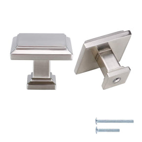 30 Pack Silver Square Cabinet Drawer Knobs for Bathroom, Solid Metal(LS9111SNB) -Homdiy