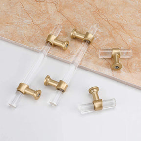 Clear Acrylic Solid Brass Base Drawer Pulls Cabinet Handles -Homdiy