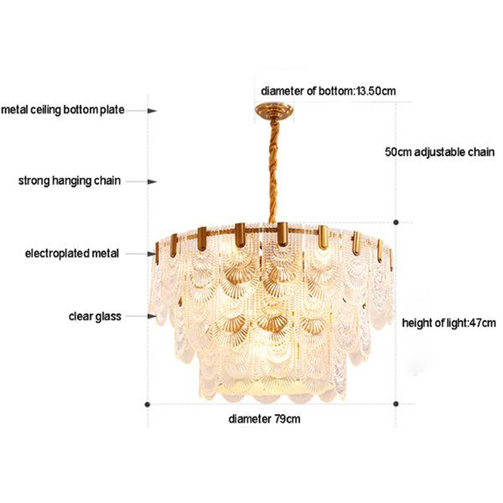 Modern Copper Glass Chandelier Ceiling Light -Homdiy