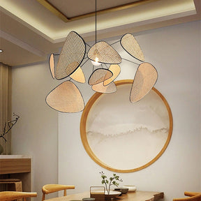 Hand Weaved Rattan Leaf Pendant Light For Living Room -Homdiy