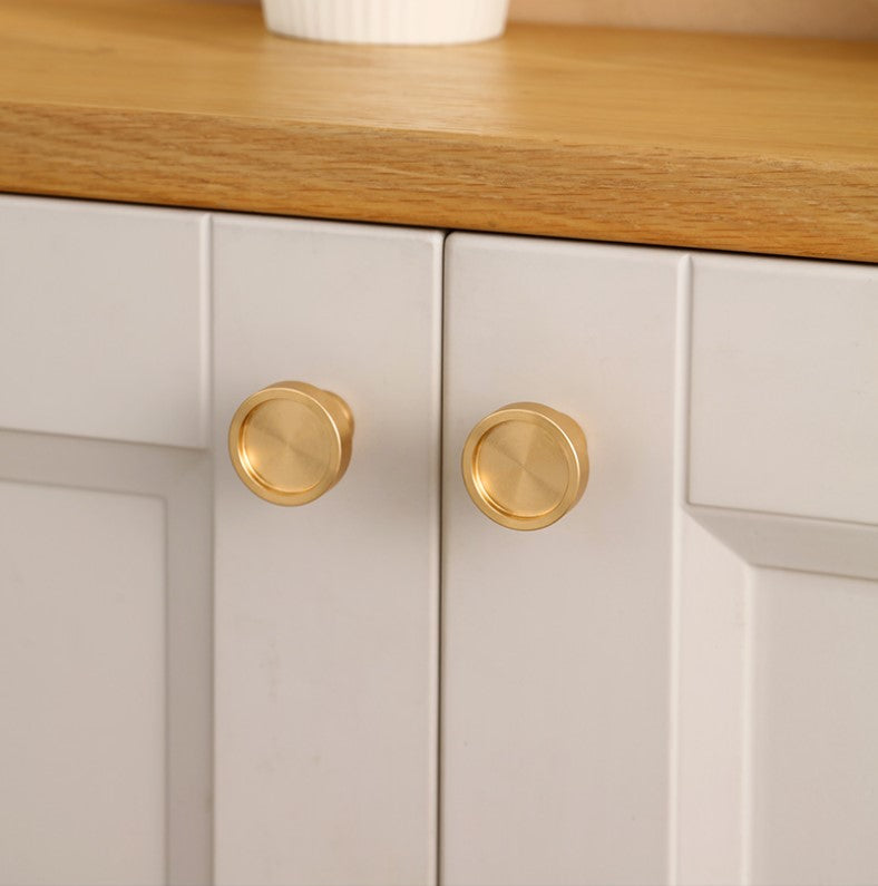 Golden Round Pure Brass Cabinet Pulls And Door Handle -Homdiy