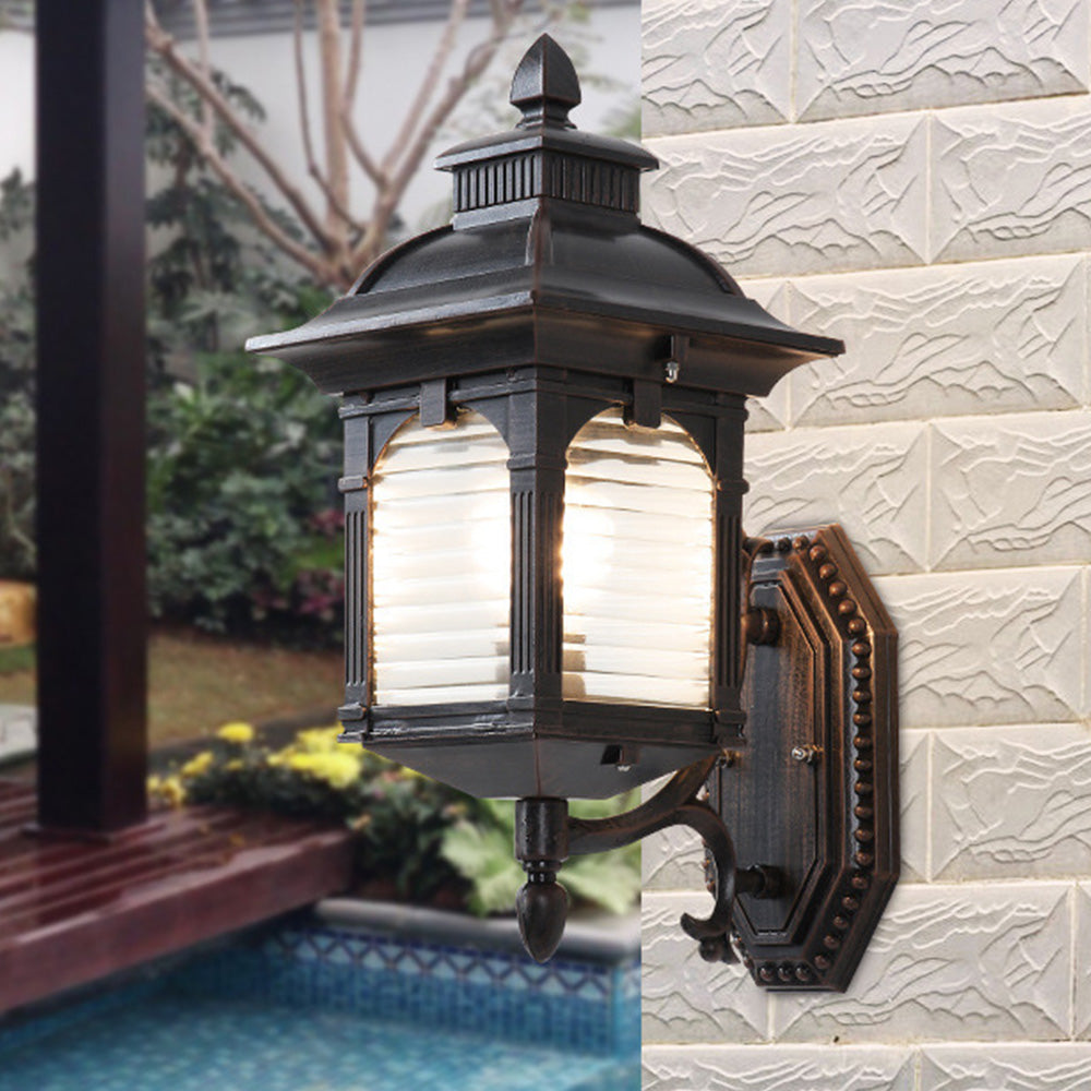 Antique Glass Outdoor Wall Lamp For Courtyard -Homdiy