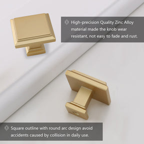 6 Pack Square Gold Drawer Knobs Metal For Kitchen(LS9111BB) -Homdiy