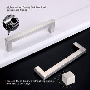 Brushed Nickel Cabinet Pulls Square Drawer Pulls for Kitchen -Homdiy