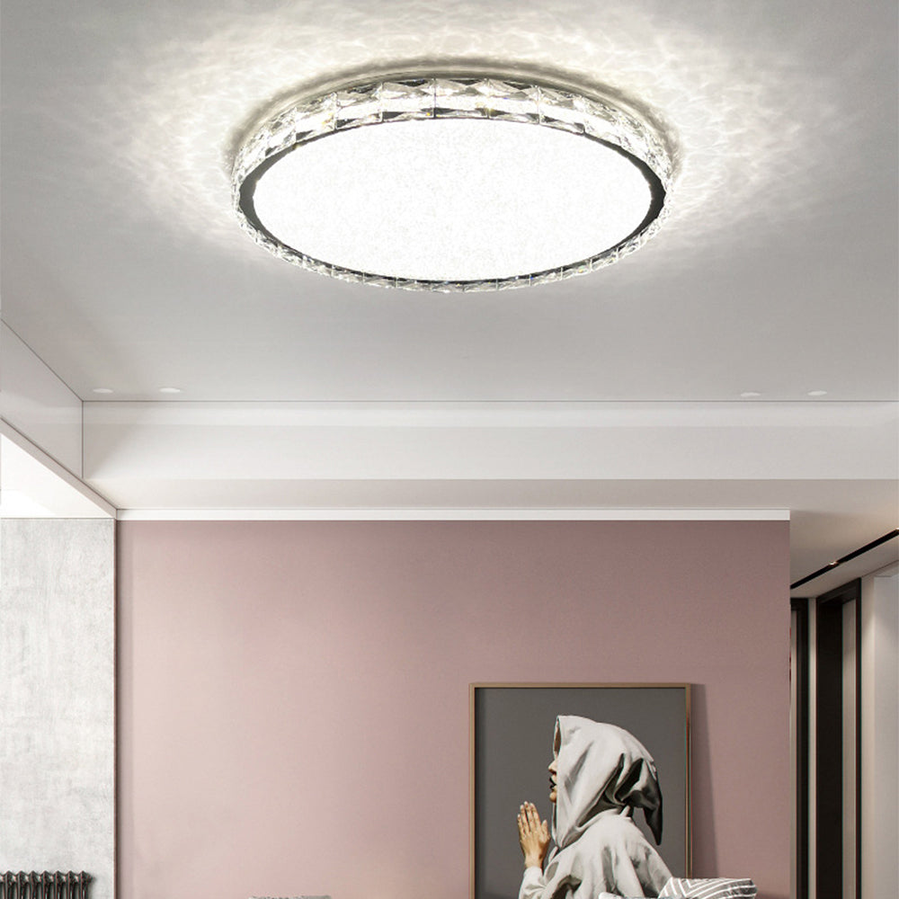 Modern Art Deco Circle Crystal Flush Mount Ceiling Light -Homdiy