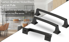5 Pack Black Kitchen Cabinet Pulls Square Cupboard Door Handles Vintage Cabinet Hardware(LS9136BK) -Homdiy