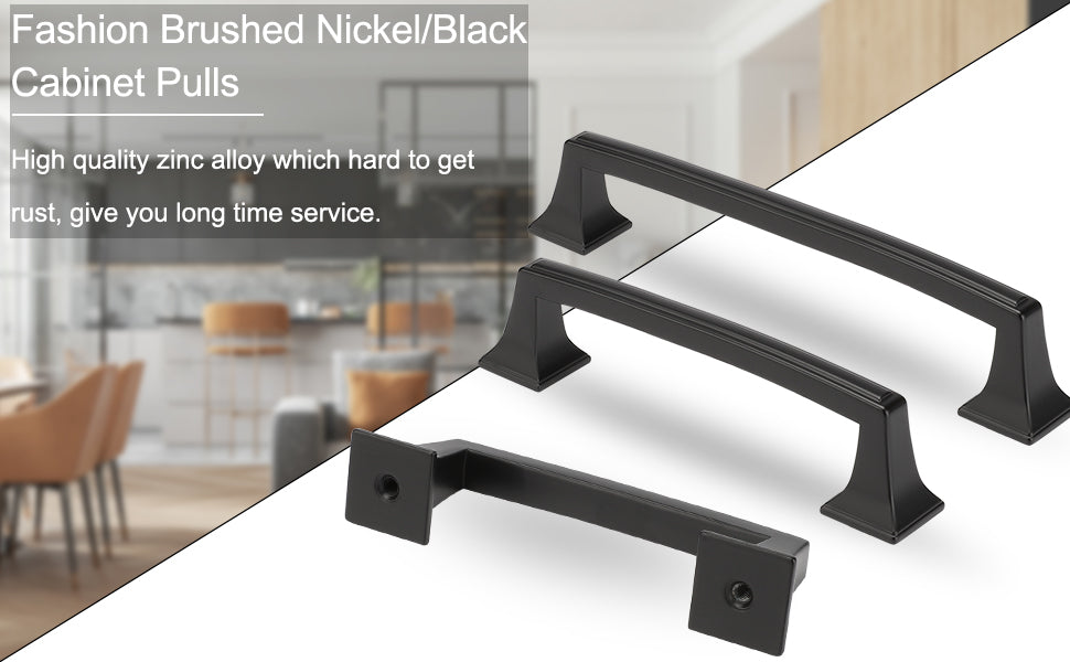 50 Pack Modern Black Solid Cabinet Handles Zinc Alloy Cabinet Pulls for Kitchen -Homdiy