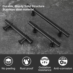 5 Pack Modern Black Stainless Steel Drawer Knobs For Kitchen Cabinets(LST18BK) -Homdiy