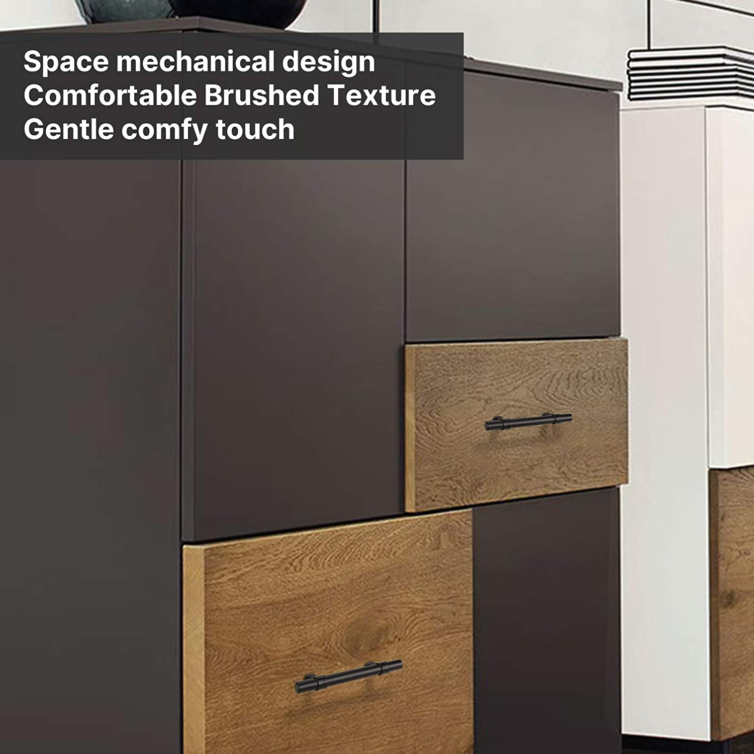 15 Pack Matte Black Cabinet Pulls Stainless Steel Kitchen Cabinet Hardware Handles(LST18BK) -Homdiy