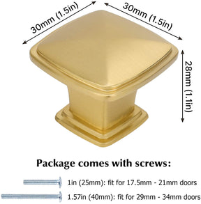 30 Pack Brushed Brass Gold Dresser Drawers Knobs Solid(LS8791GD) -Homdiy