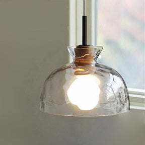 Art Ripple Glass Pendant Lamp Wood Suspension Light -Homdiy