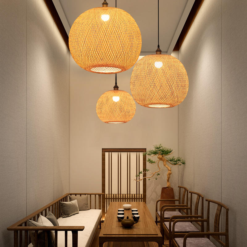 Decorative Bamboo Pendant Lamp Shade Handwoven Pendant Lamps -Homdiy