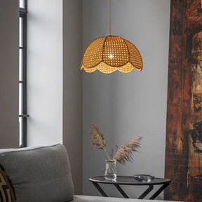 Japanese Bamboo Wicker Handmade Pendant Light for Living Room -Homdiy