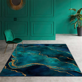 Luxury Teal Rug For Living Room Decoration Big Floor Mat -Homdiy