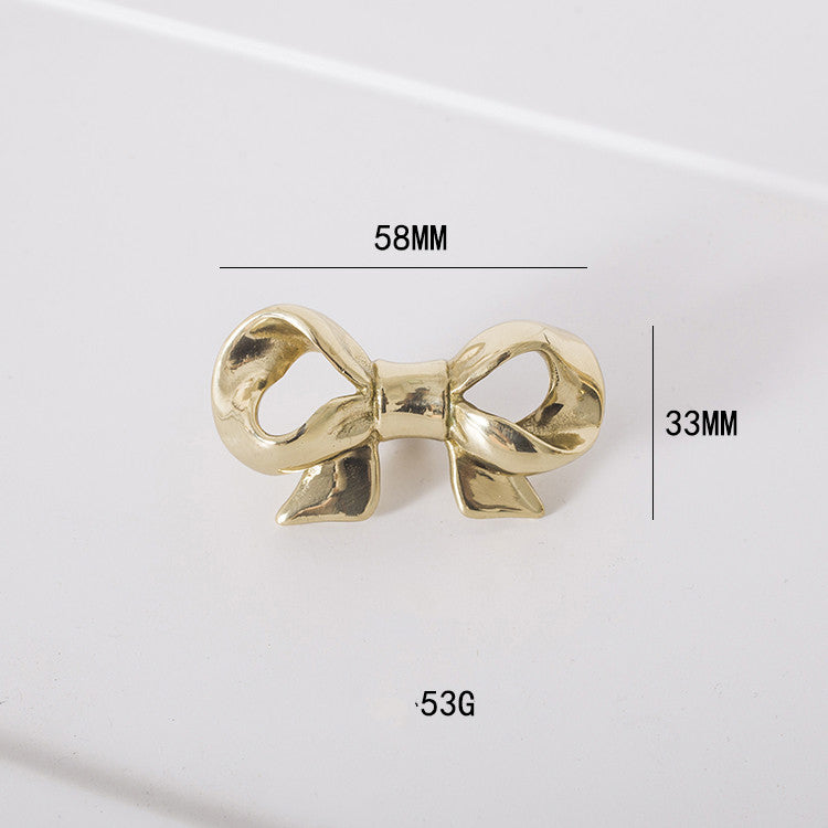 Exquisite Bow Knob Gold Brass Drawer Knobs Dresser Handle Decor Furniture Hardware -Homdiy