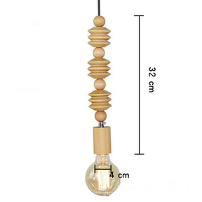 Retro Wooden Geometric Beads String Lights Hanging Pendant Lighting -Homdiy