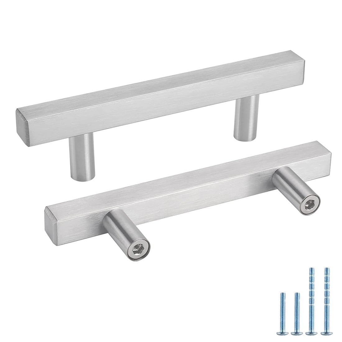 1 Pack Brushed Nickel Cabinet Handles Square Drawer Pulls For Kitchen (LSJ22BSS) -Homdiy